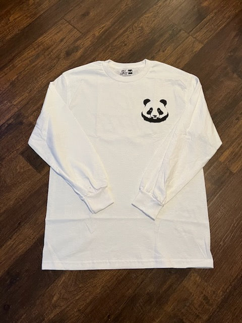 Rice&Coffee Long Sleeve Shirt - Panda Face (White/Black)