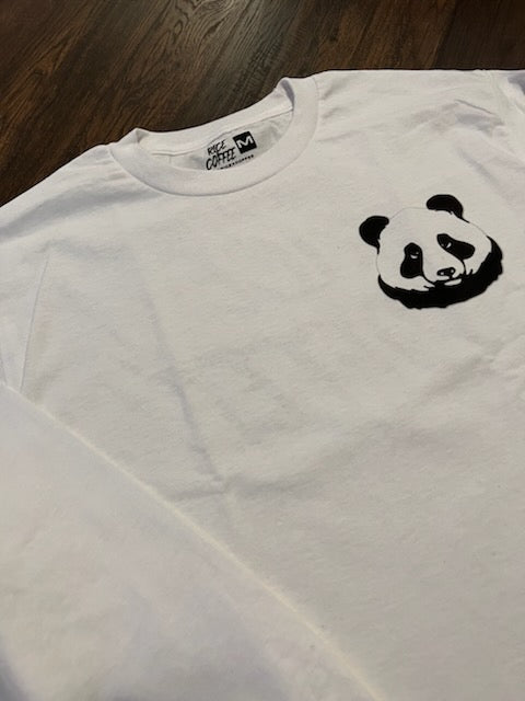 Rice&Coffee Long Sleeve Shirt - Panda Face (White/Black)