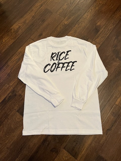 Rice&Coffee Long Sleeve Shirt - Panda Face (White/Black)